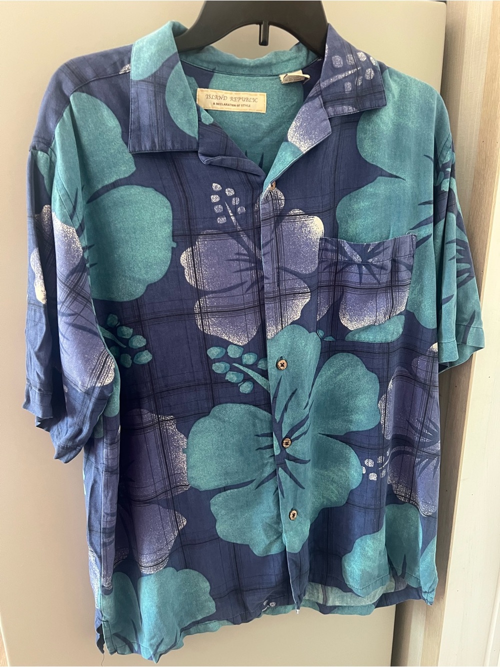 Island Republic Blue and Teal Floral Camp Shirt